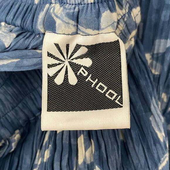 Phool Maxi Skirt Size Medium 100% Cotton Long Flowy Skirt Blue Floral Print - Picture 2 of 8